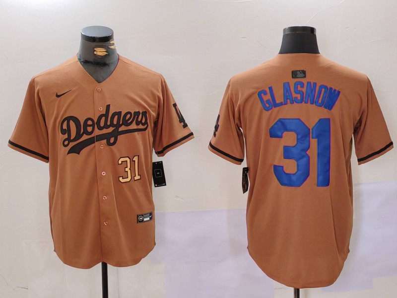 Men Los Angeles Dodgers #31 Glasnow army green joint name 2024 Nike MLB Jersey style 5